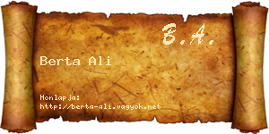 Berta Ali névjegykártya